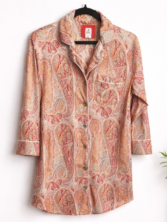 Echo Other - Echo Paisley Print Pajama Sleep Shirt - Red, Cream and Orange Women’s Size Small